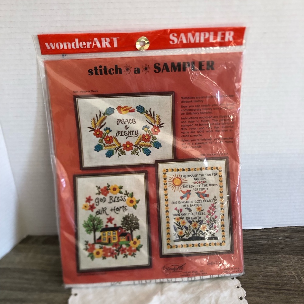 Vtg wonderART Bless Our Home Stitch Sampler Kit